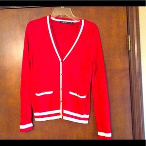 Nice Red With White Stripe Lightweight Sweater